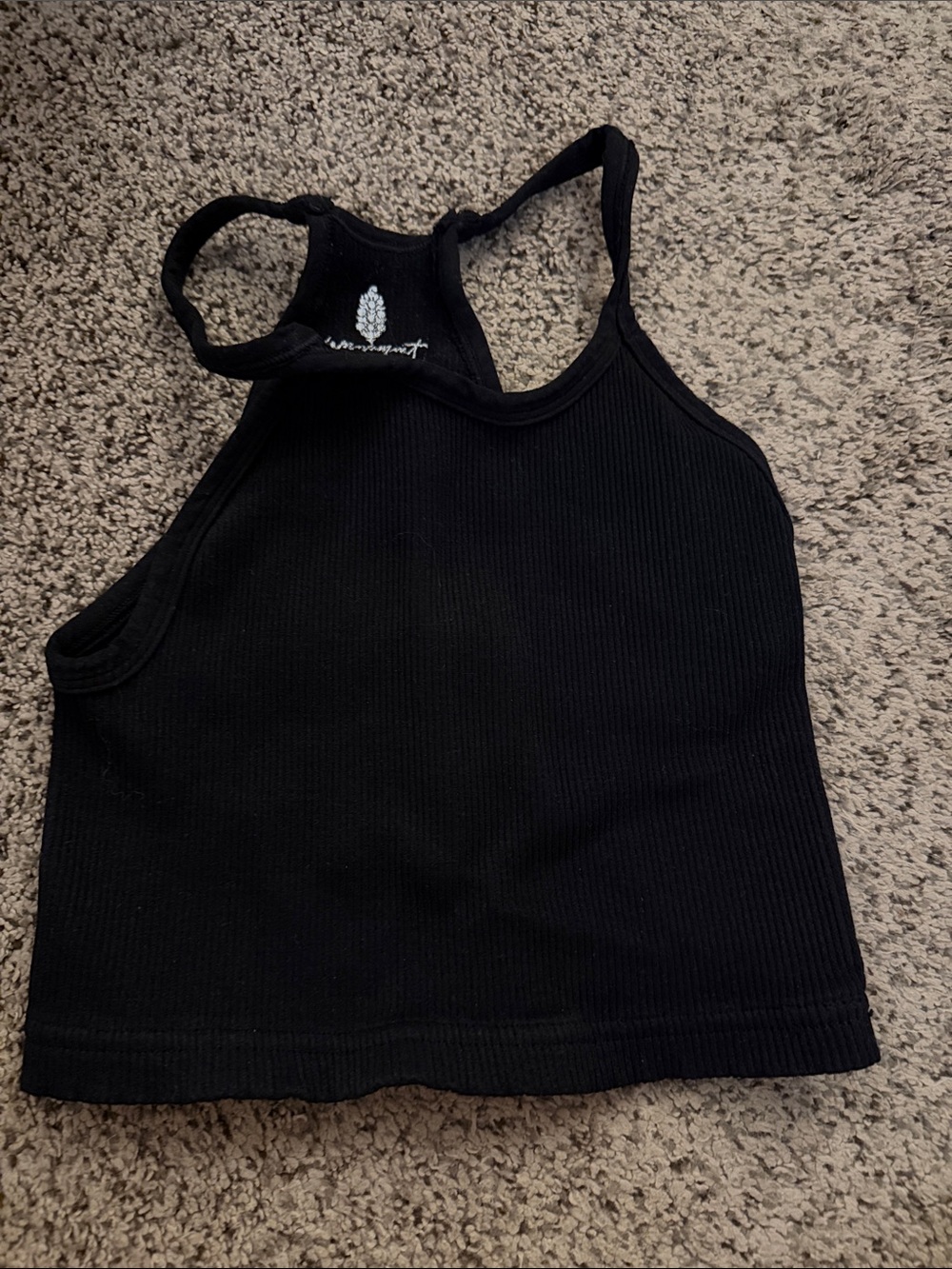 Free people Happiness Runs Black Ribbed Racerback Crop Tank Top